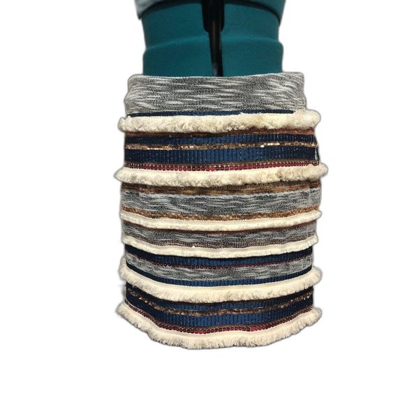 🧺Moulinette Soeurs Anthropologie Embellished Blue Mini Skirt w/ Sequins, size 6 - Picture 3 of 7